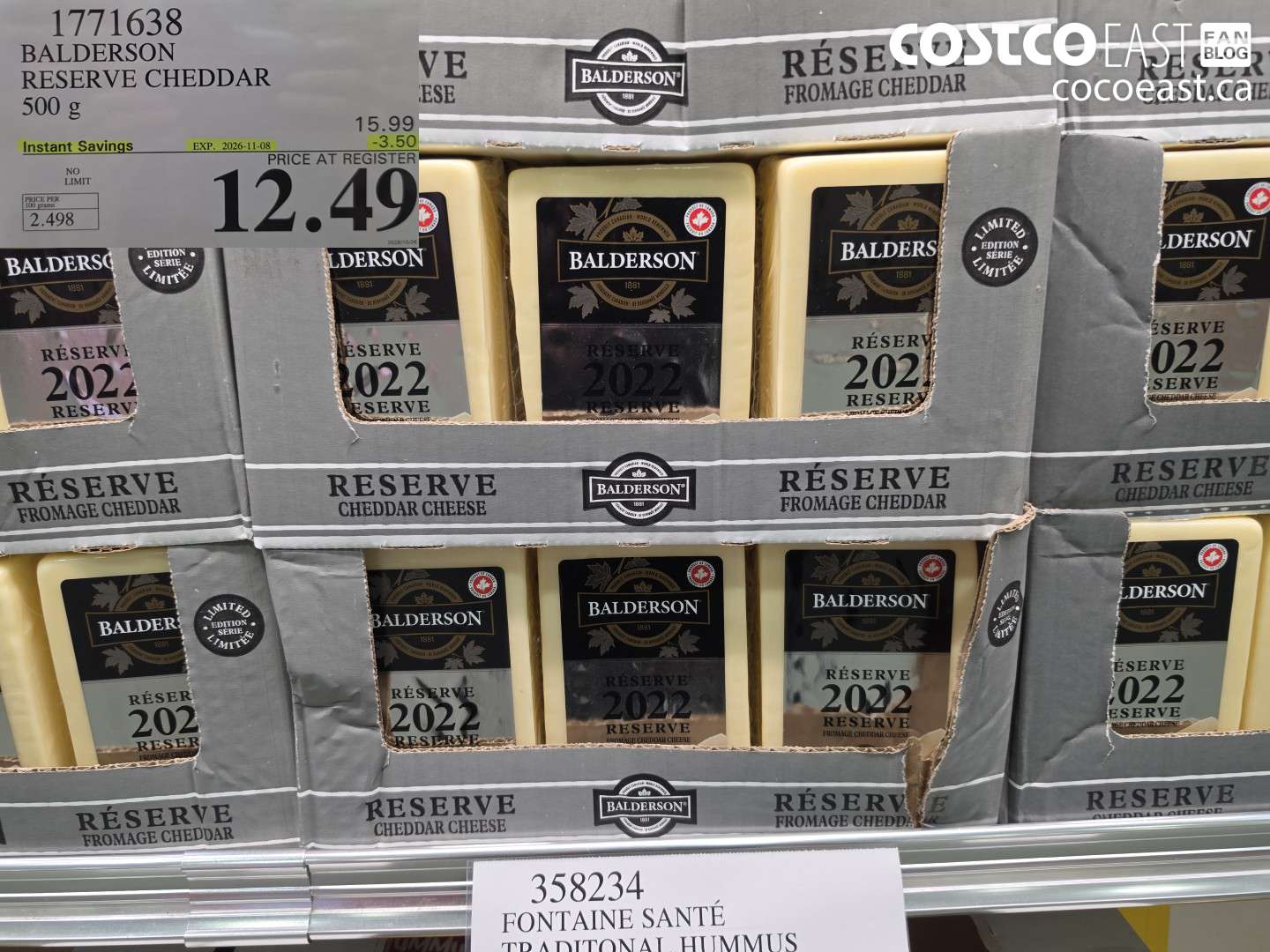 1771638 BALDERSON RESERVE CHEDDAR 500 G ($3.50 INSTANT SAVINGS EXPIRES ON 2026-11-08) $12.49