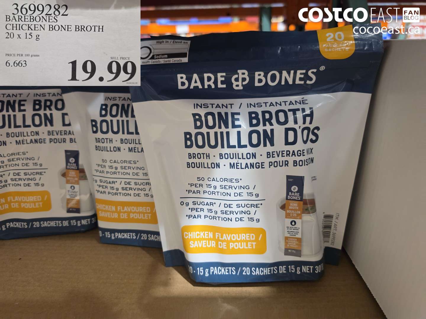 3699282 BAREBONES CHICKEN BONE BROTH 20 X 15 G $19.99