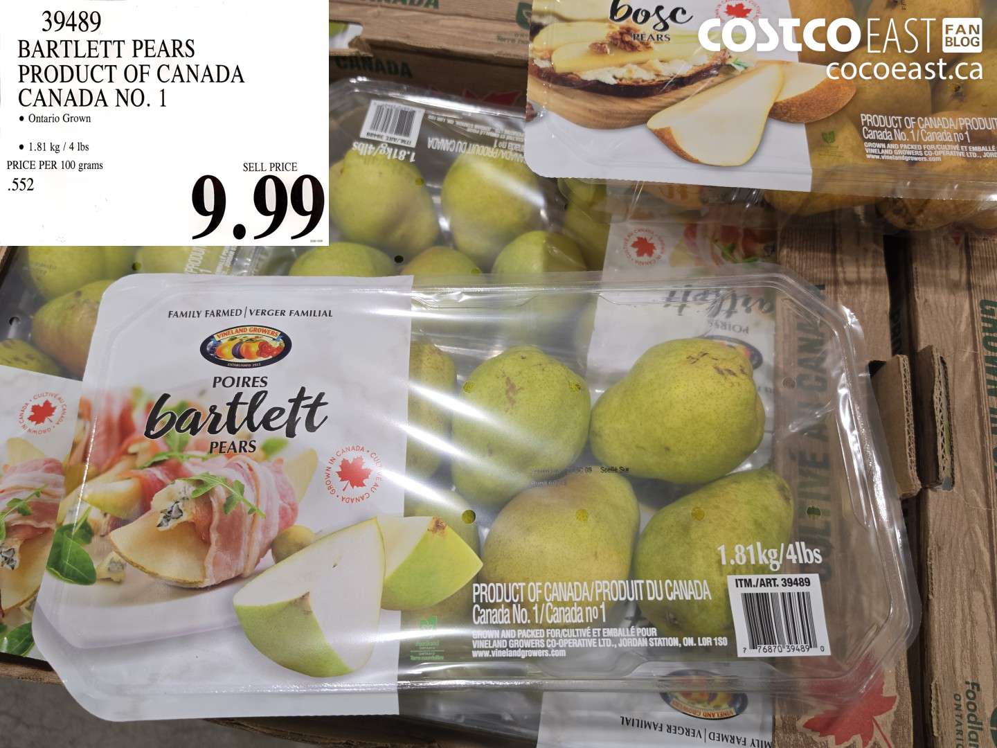 39489 BARTLETT PEARS PRODUCT OF CANADA CANADA NO. 1 $9.99