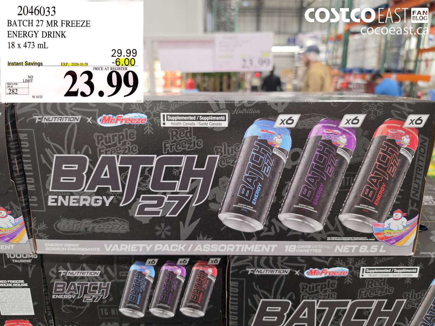 2046033 BATCH 27 MR FREEZE ENERGY DRINK 18 X 473 ML ($6.00 INSTANT SAVINGS EXPIRES ON 2026-10-28) $23.99