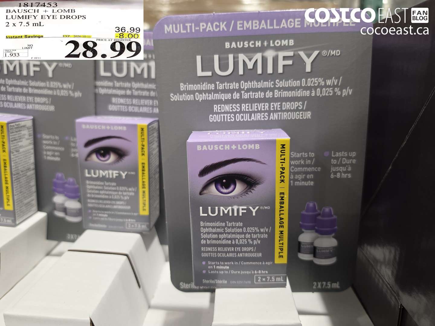 1817453 BAUSCH + LOMB LUMIFY EYE DROPS 2 X 7.5 ML ($8.00 INSTANT SAVINGS EXPIRES ON 2026-10-11) $28.99