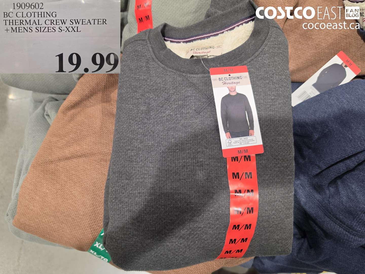 1909602 BC CLOTHING THERMAL CREW SWEATER MENS SIZES S-XXL $19.99