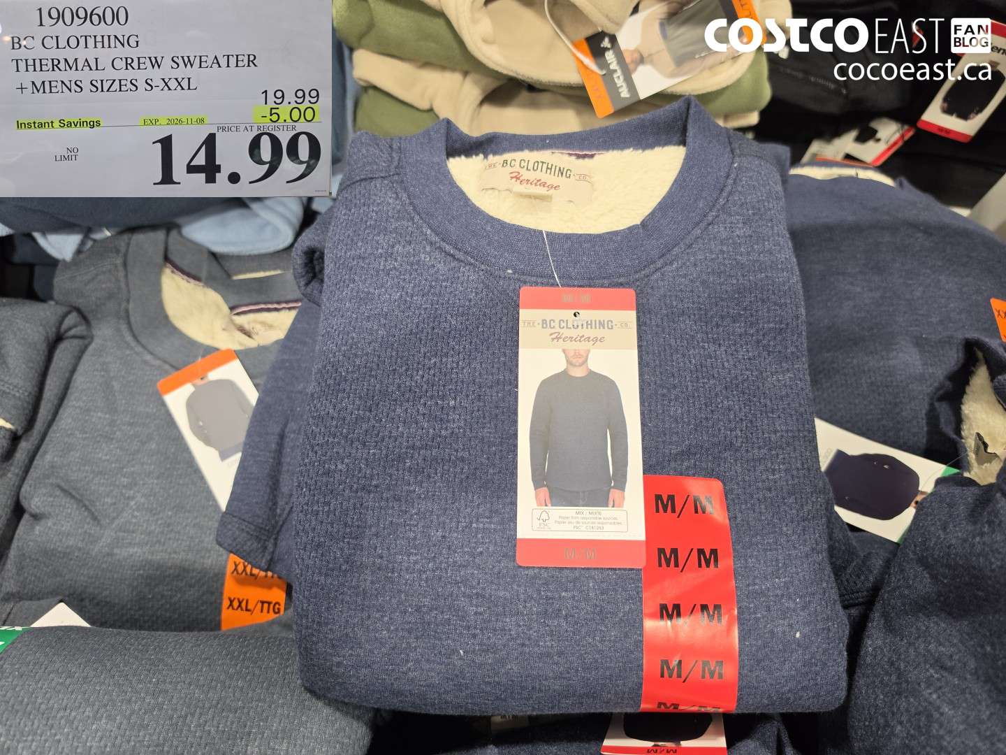 1909600 BC CLOTHING THERMAL CREW SWEATER + MENS SIZES S-XXL ($5.00 INSTANT SAVINGS EXPIRES ON 2026-11-08) $14.99