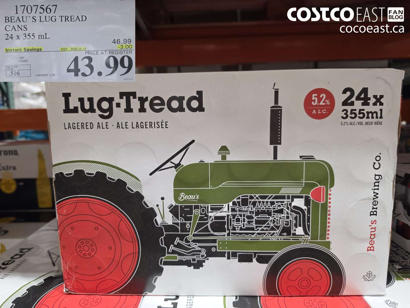 1707567 BEAU`S LUG TREAD CANS 24 X 355 ML ($3.00 INSTANT SAVINGS EXPIRES ON 2026-10-18) $43.99