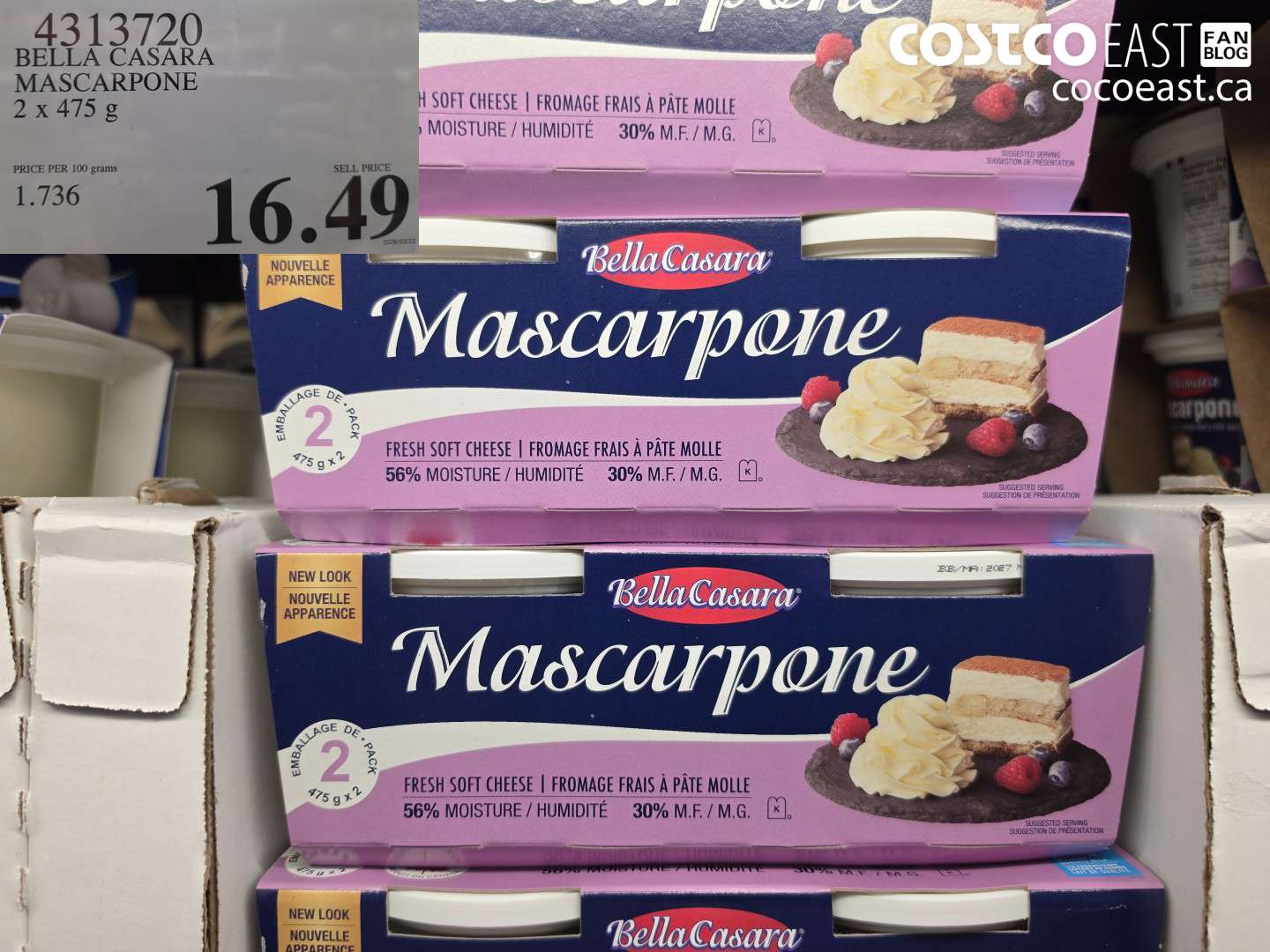 4313720 BELLA CASARA MASCARPONE 2 X 475 G $16.49