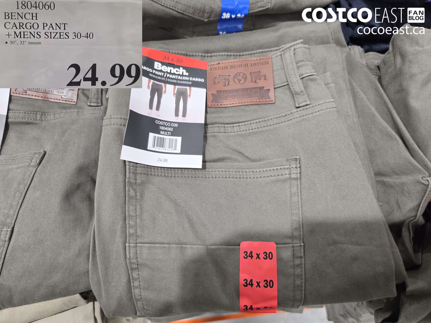 1804060 BENCH CARGO PANT MENS SIZES 30-40 $24.99