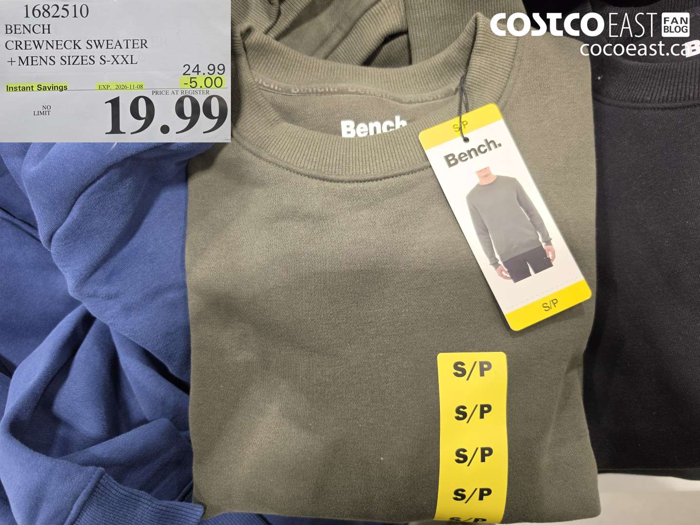 1682510 BENCH CREWNECK SWEATER MENS SIZES S-XXL ($5.00 INSTANT SAVINGS EXPIRES ON 2026-11-08) $19.99