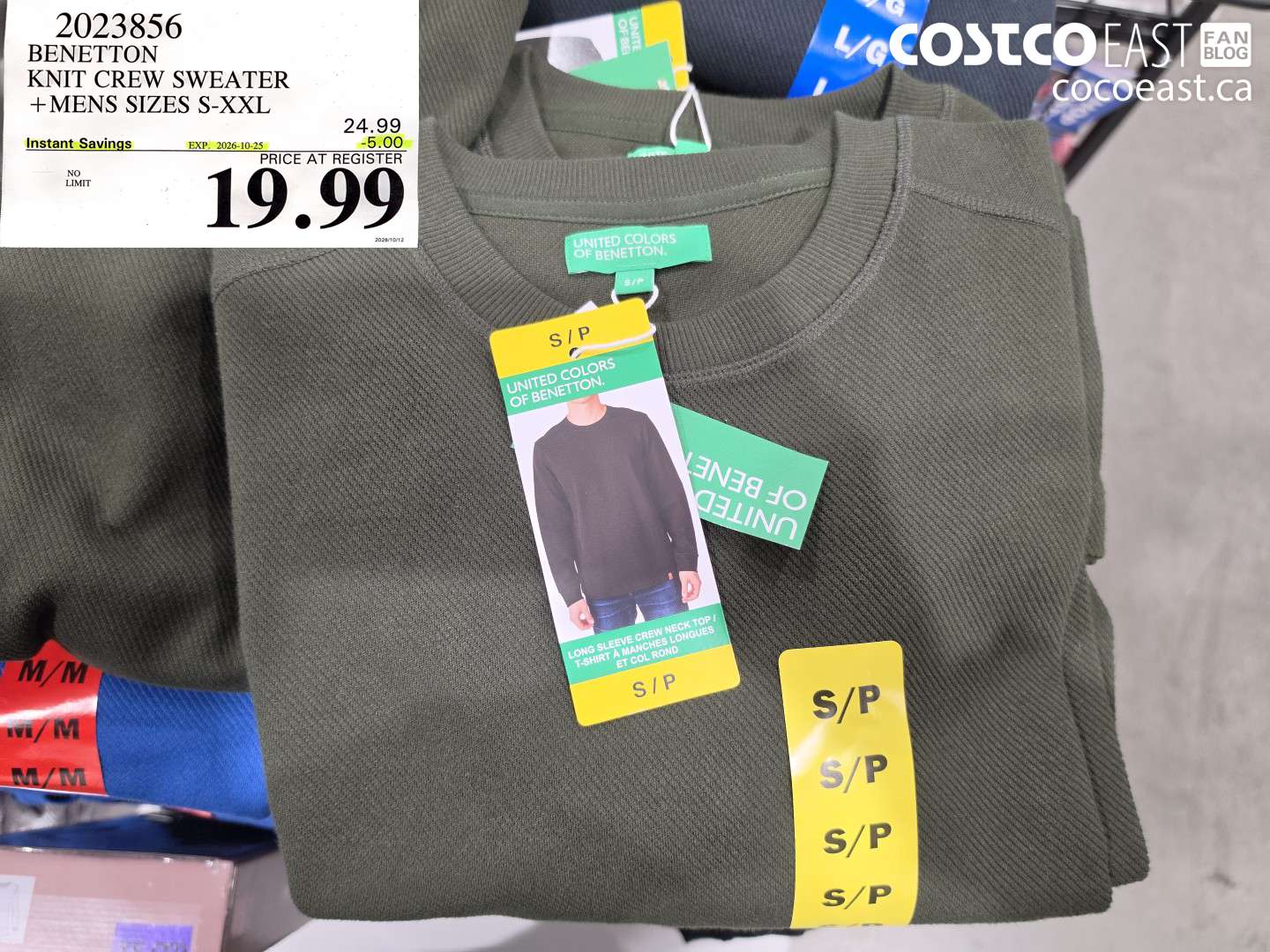 2023856 BENETTON KNIT CREW SWEATER MENS SIZES S-XXL ($5.00 INSTANT SAVINGS EXPIRES ON 2026-10-25) $19.99