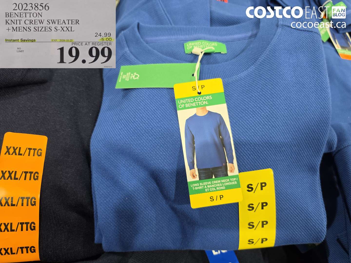 2023856 BENETTON KNIT CREW SWEATER MENS SIZES S-XXL ($5.00 INSTANT SAVINGS EXPIRES ON 2026-10-25) $19.99