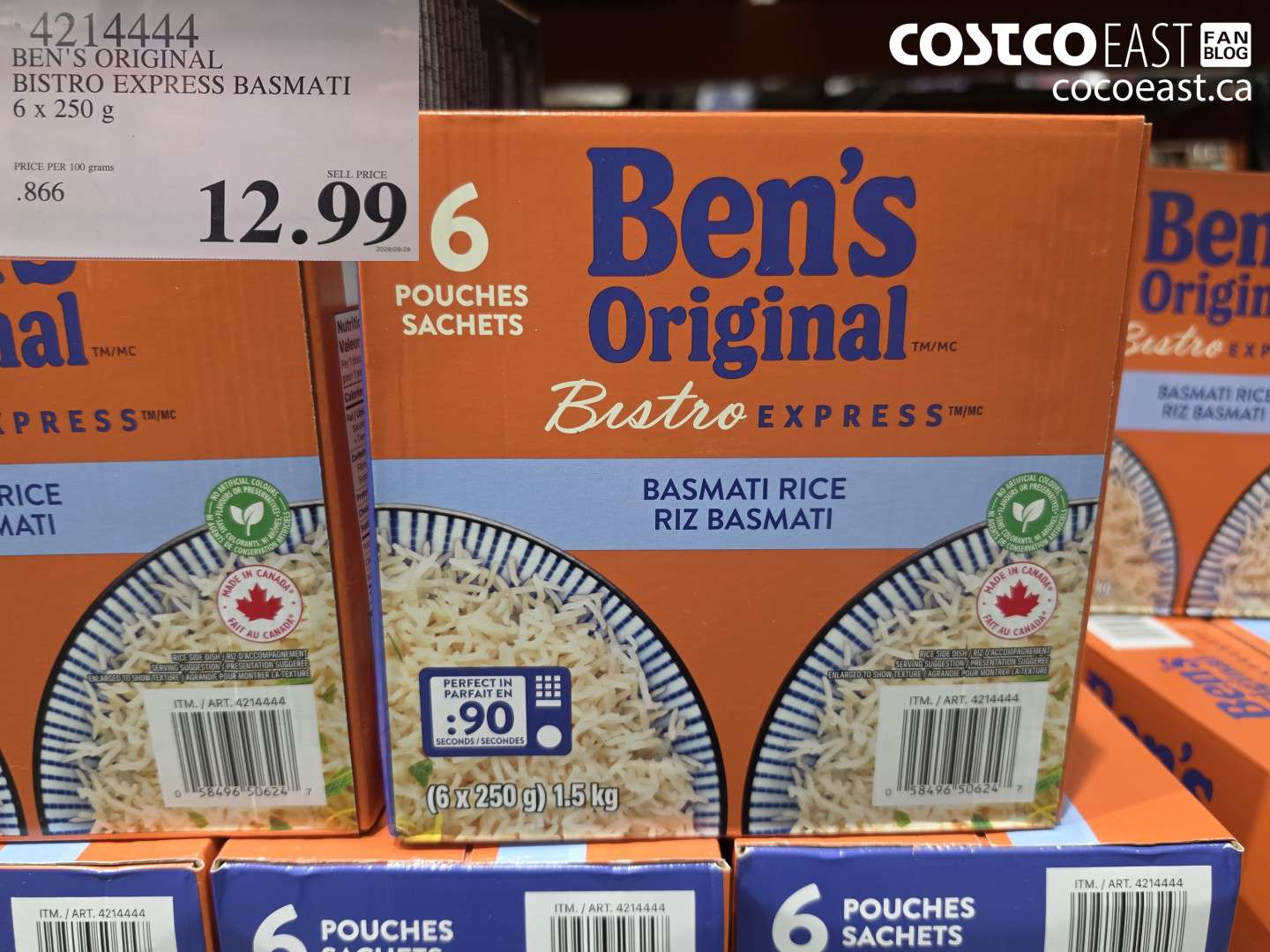 4214444 BEN'S ORIGINAL BISTRO EXPRESS BASMATI 6 X 250 G $12.99