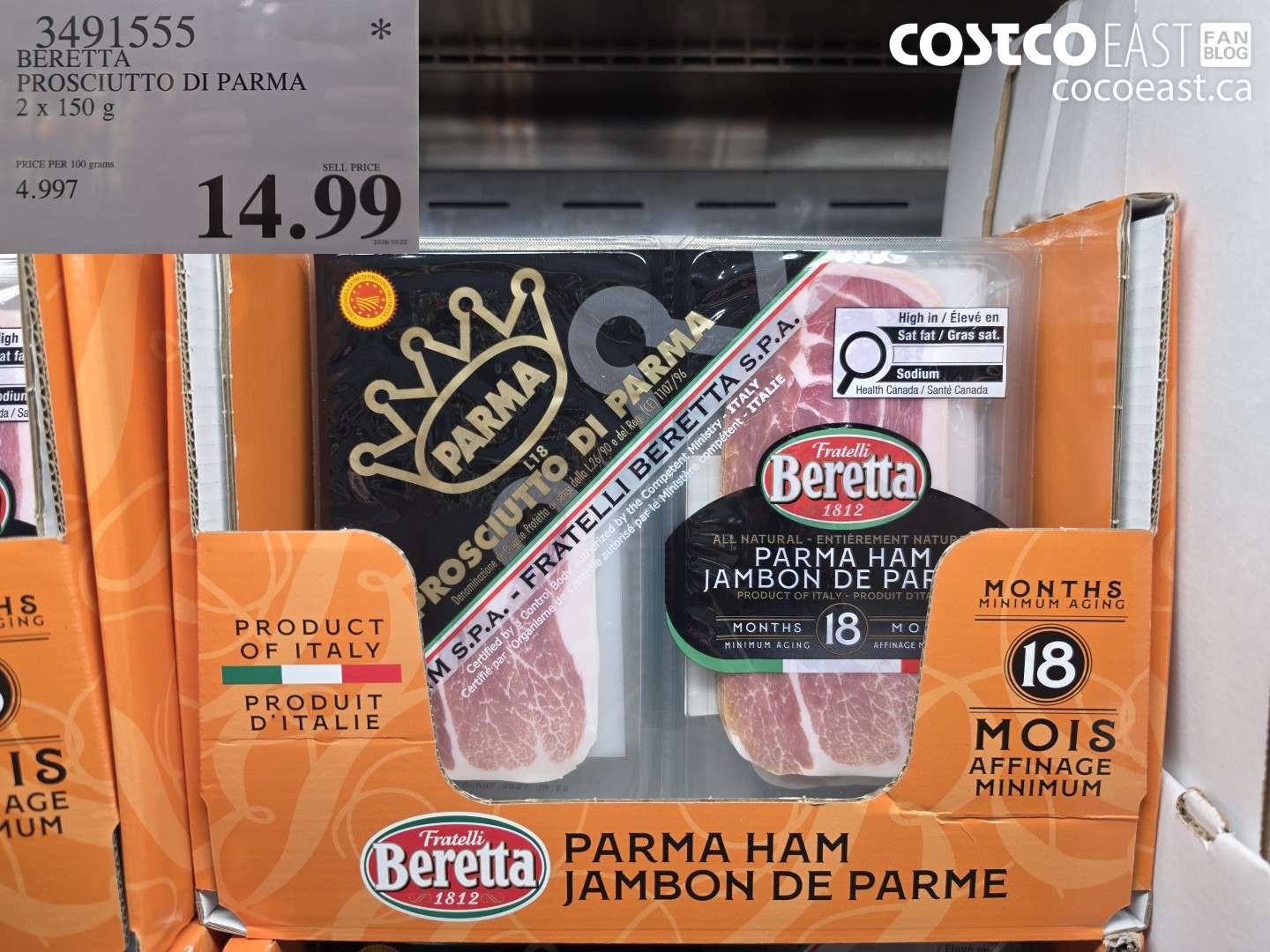 3491555 BERETTA PROSCIUTTO DI PARMA 2 X 150 G $14.99