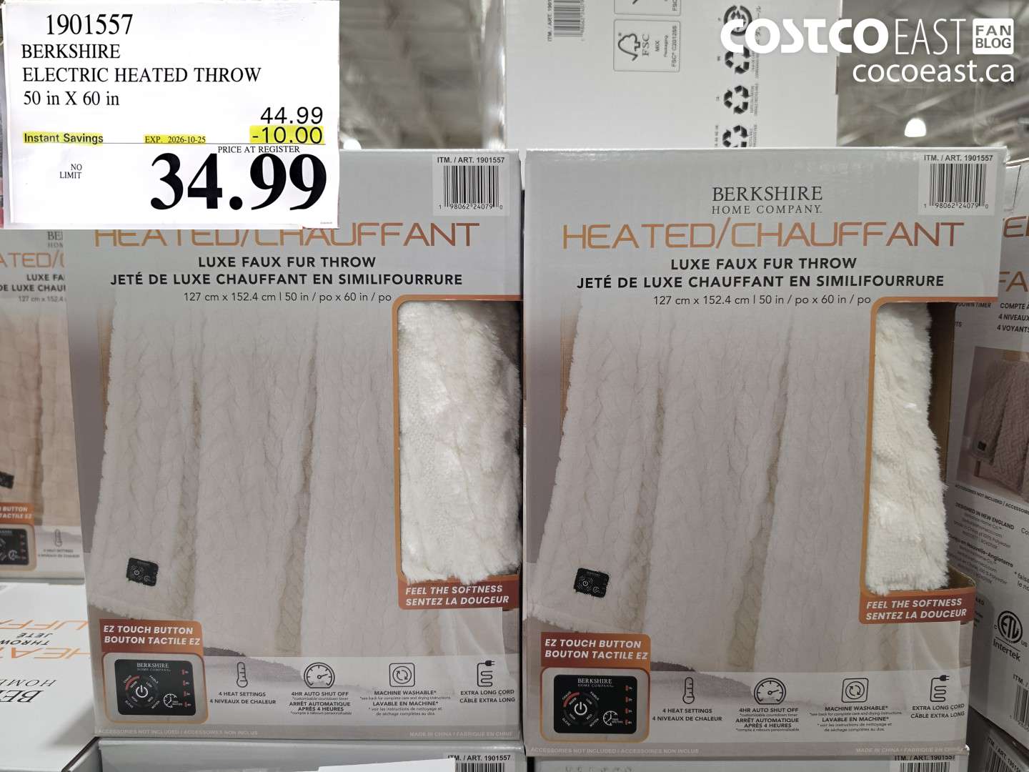 1901557 BERKSHIRE ELECTRIC HEATED THROW 50 IN X 60 IN ($10.00 INSTANT SAVINGS EXPIRES ON 2026-10-25) $34.99