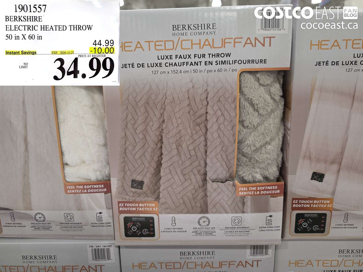 1901557 BERKSHIRE ELECTRIC HEATED THROW 50 IN X 60 IN ($10.00 INSTANT SAVINGS EXPIRES ON 2026-10-25) $34.99
