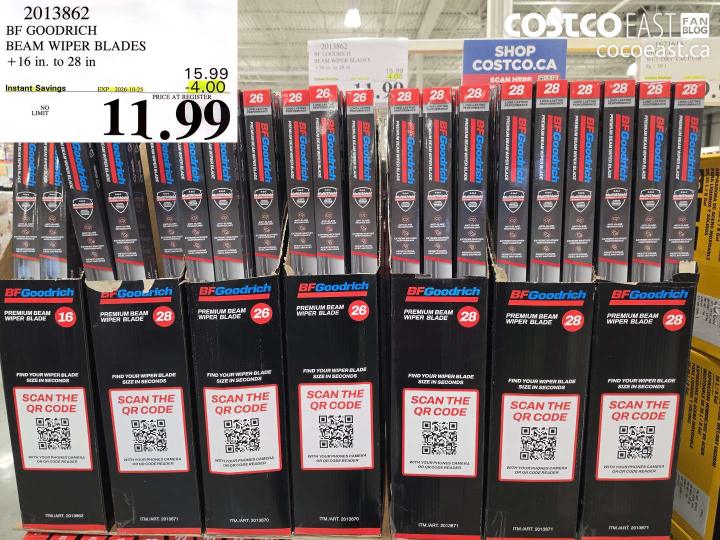2013862 BF GOODRICH BEAM WIPER BLADES 16 IN TO 28 IN ($4.00 INSTANT SAVINGS EXPIRES ON 2026-10-25) $11.99