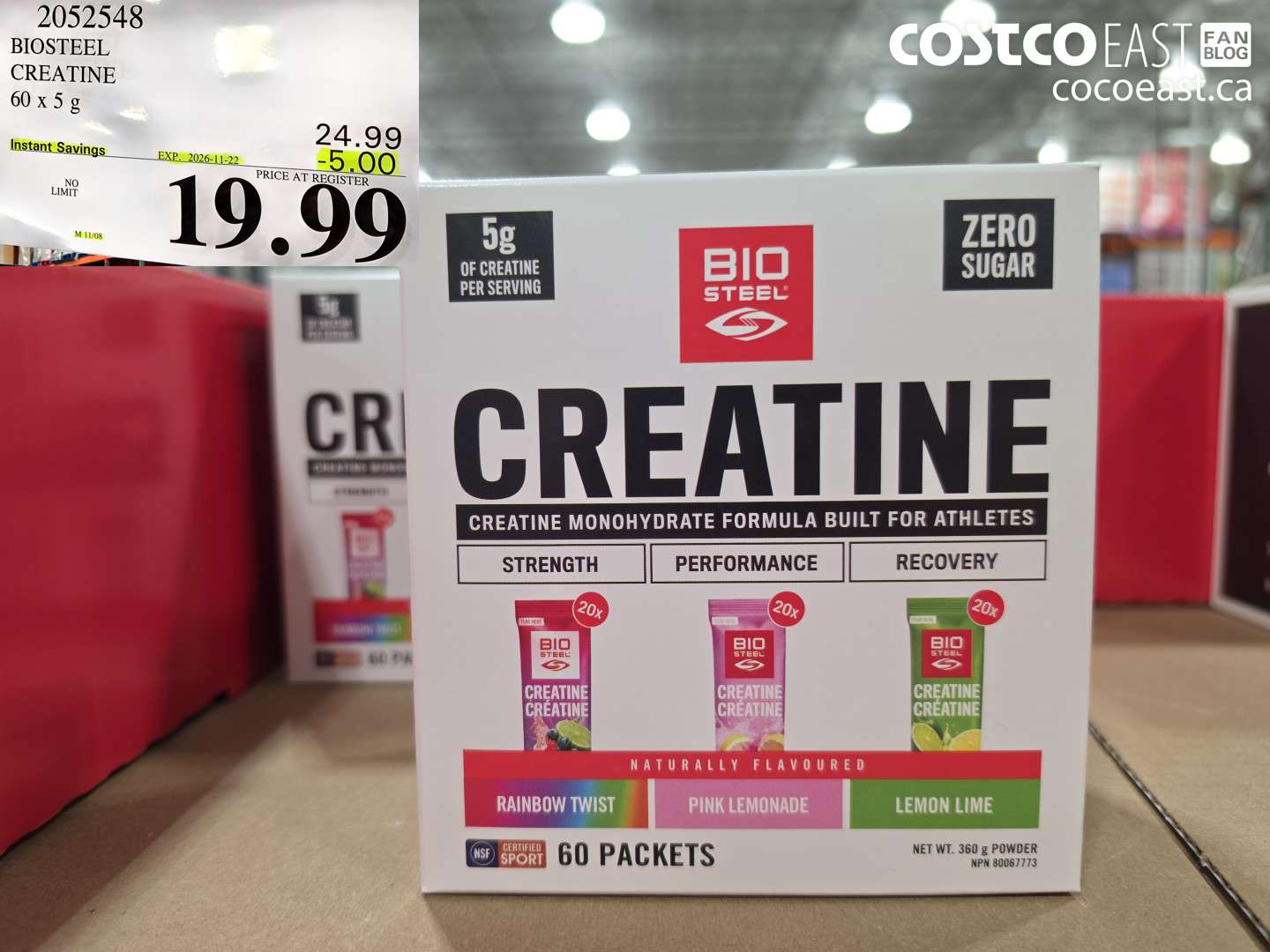 2052548 BIOSTEEL CREATINE 60 X 5 G ($5.00 INSTANT SAVINGS EXPIRES ON 2026-11-22) $19.99