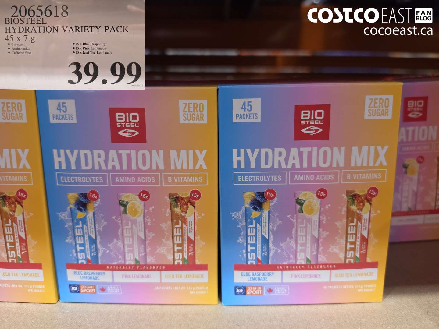 2065618 BIOSTEEL HYDRATION VARIETY PACK 45 X 7 G $39.99