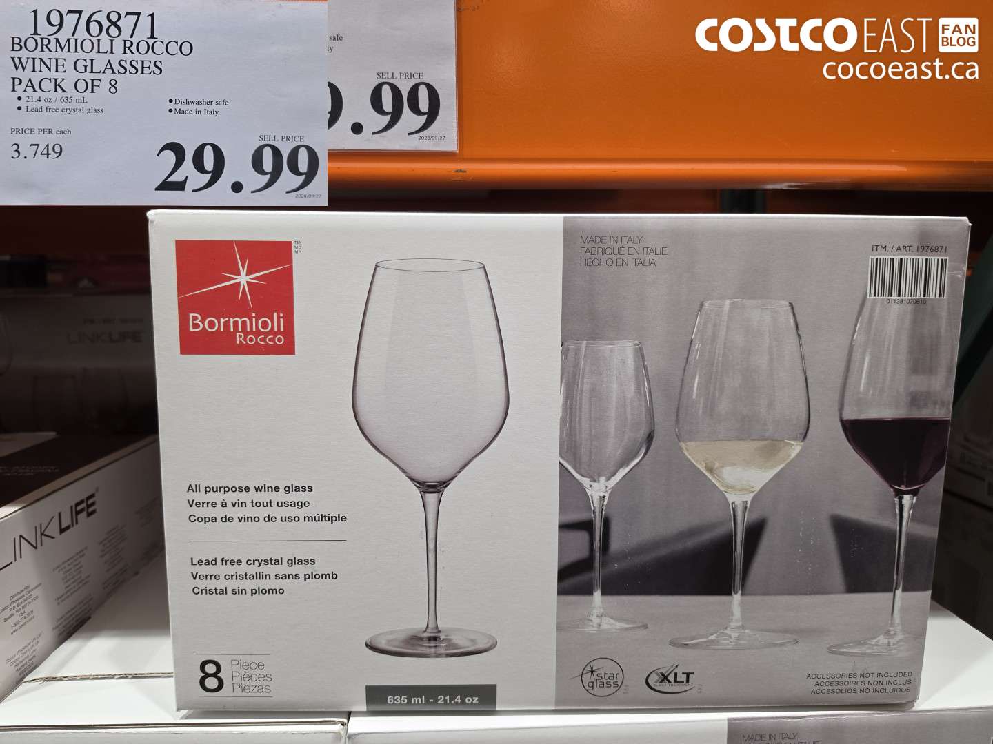 1976871 BORMIOLI ROCCO WINE GLASSES PACK OF 8 $29.99