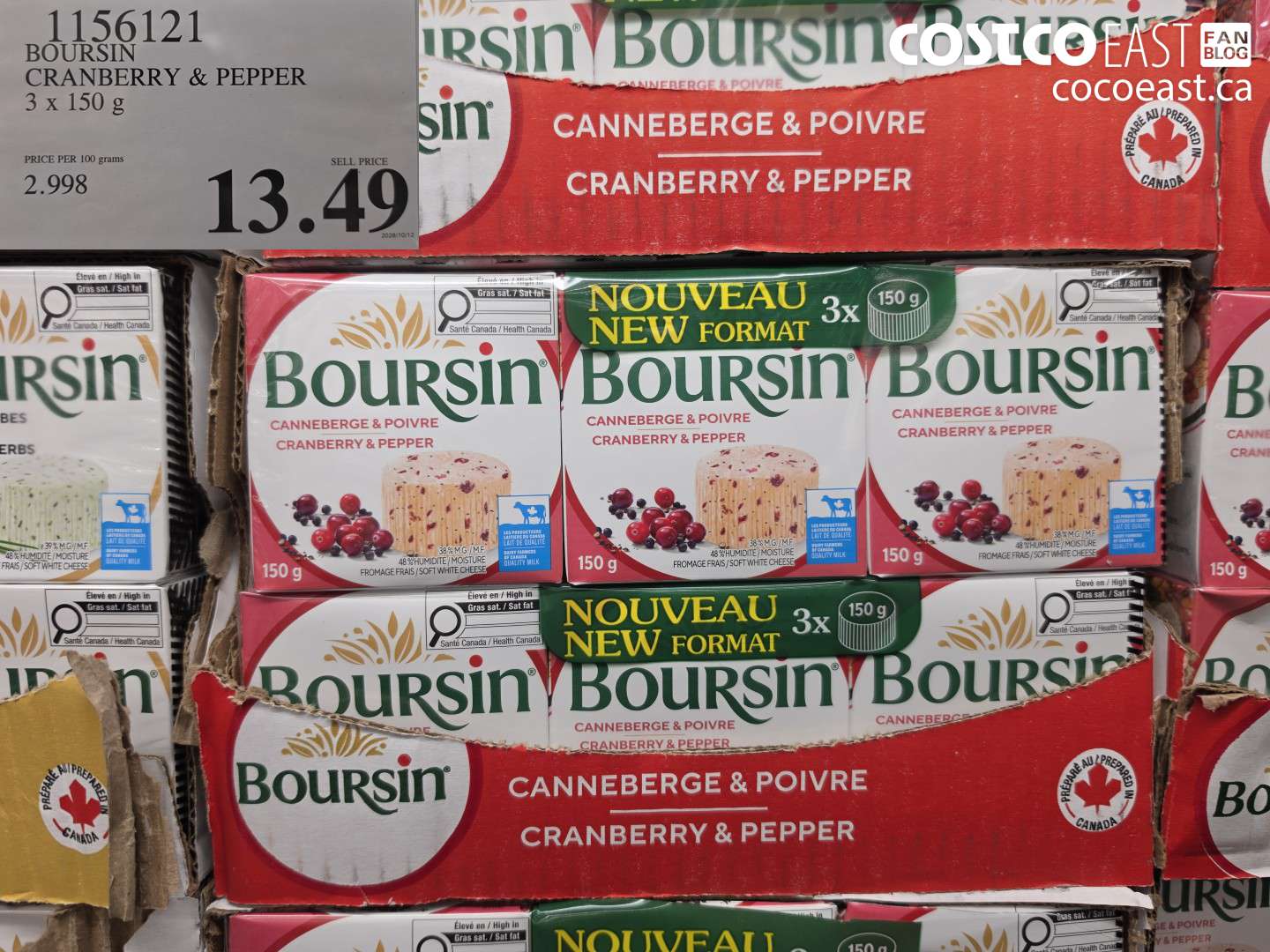 1156121 BOURSIN CRANBERRY & PEPPER 3 X 150 G $13.49