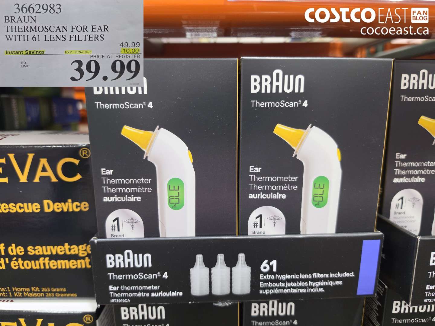 3662983 BRAUN THERMOSCAN FOR EAR WITH 61 LENS FILTERS ($10.00 INSTANT SAVINGS EXPIRES ON 2026-10-25) $39.99