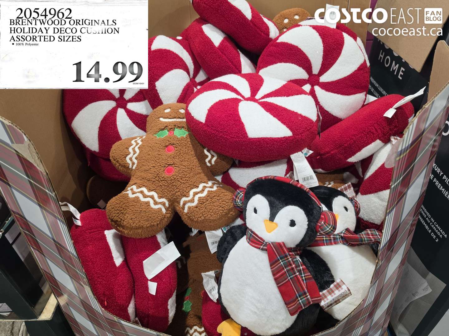2054962 BRENTWOOD ORIGINALS HOLIDAY DECO CUSHION ASSORTED SIZES $14.99