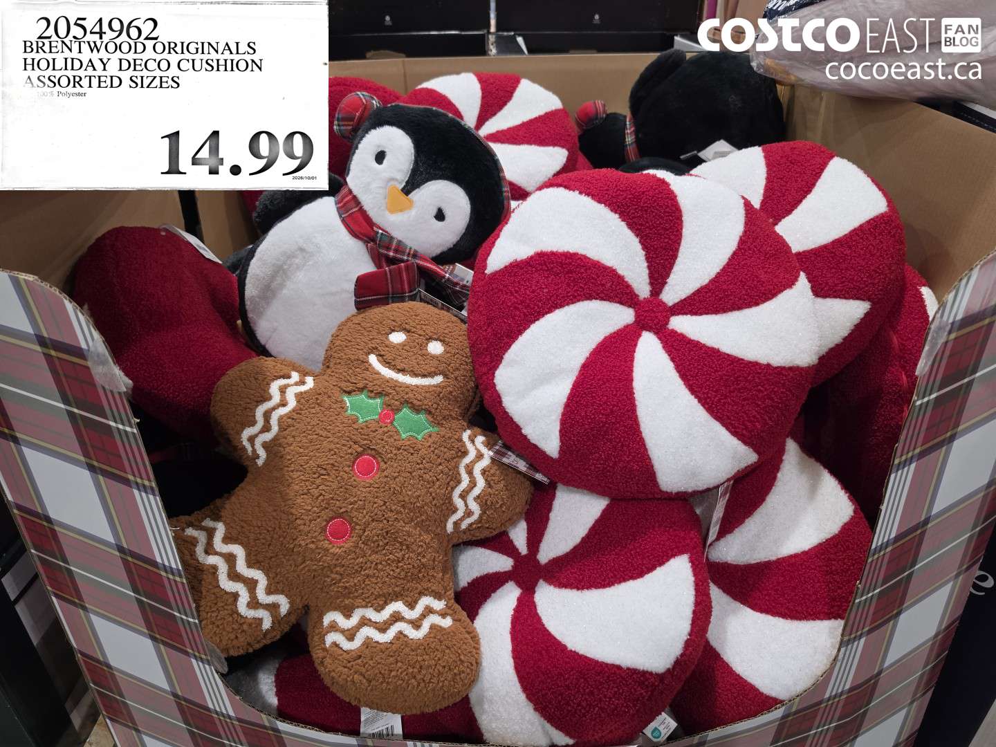 2054962 BRENTWOOD ORIGINALS HOLIDAY DECO CUSHION ASSORTED SIZES $14.99