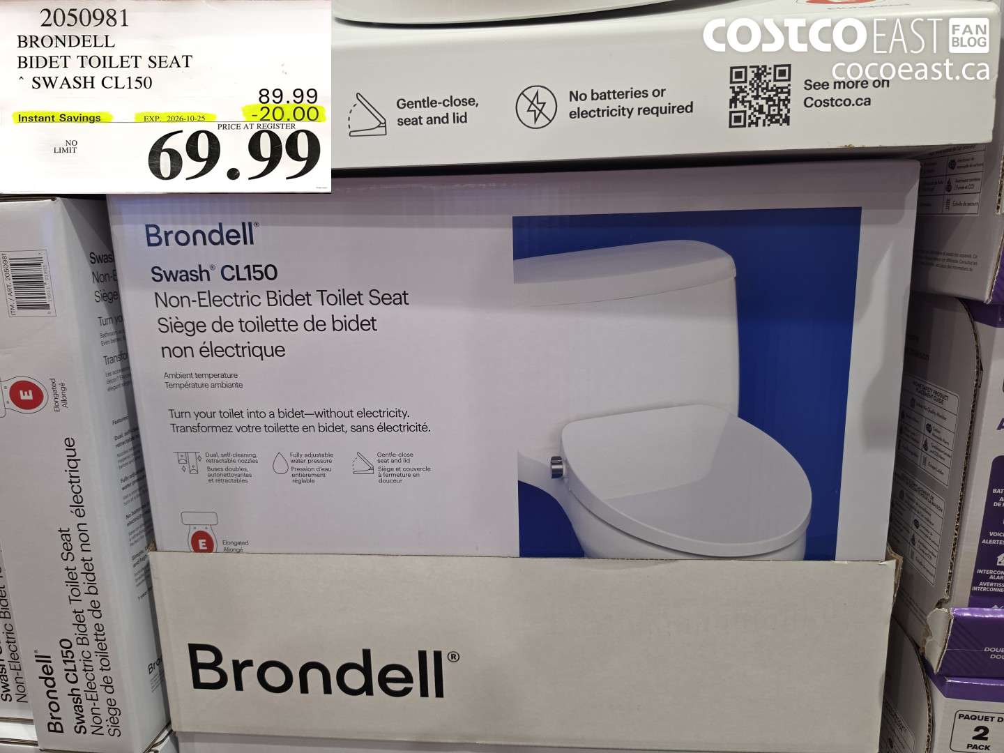 2050981 BRONDELL BIDET TOILET SEAT SWASH CL150 ($20.00 INSTANT SAVINGS EXPIRES ON 2026-10-25) $69.99
