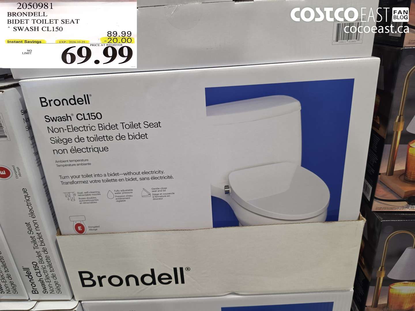 2050981 BRONDELL BIDET TOILET SEAT SWASH CL150 ($20.00 INSTANT SAVINGS EXPIRES ON 2026-10-25) $69.99