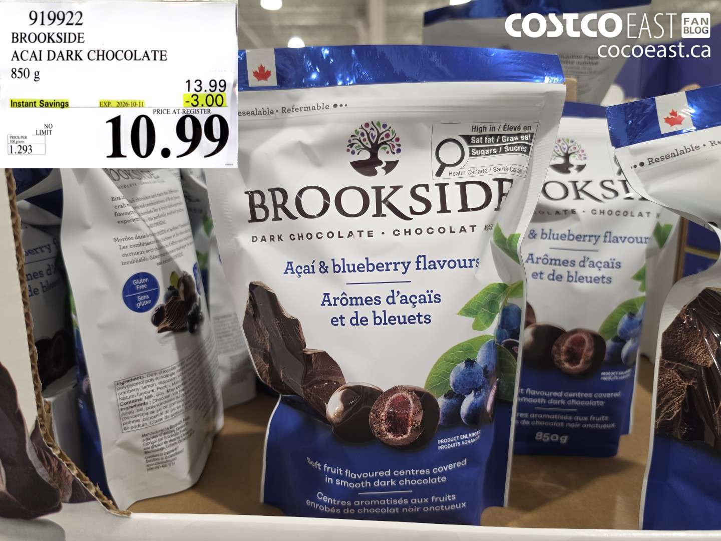 919922 BROOKSIDE ACAI DARK CHOCOLATE 850 G ($3.00 INSTANT SAVINGS EXPIRES ON 2026-10-11) $10.99