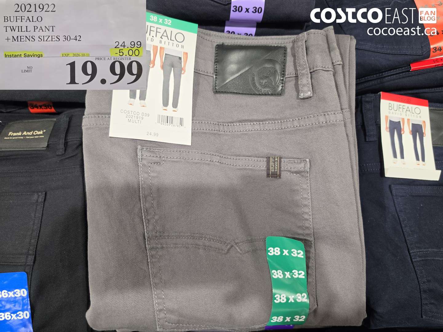 2021922 BUFFALO TWILL PANT MENS SIZES 30-42 ($5.00 INSTANT SAVINGS EXPIRES ON 2026-10-11) $19.99