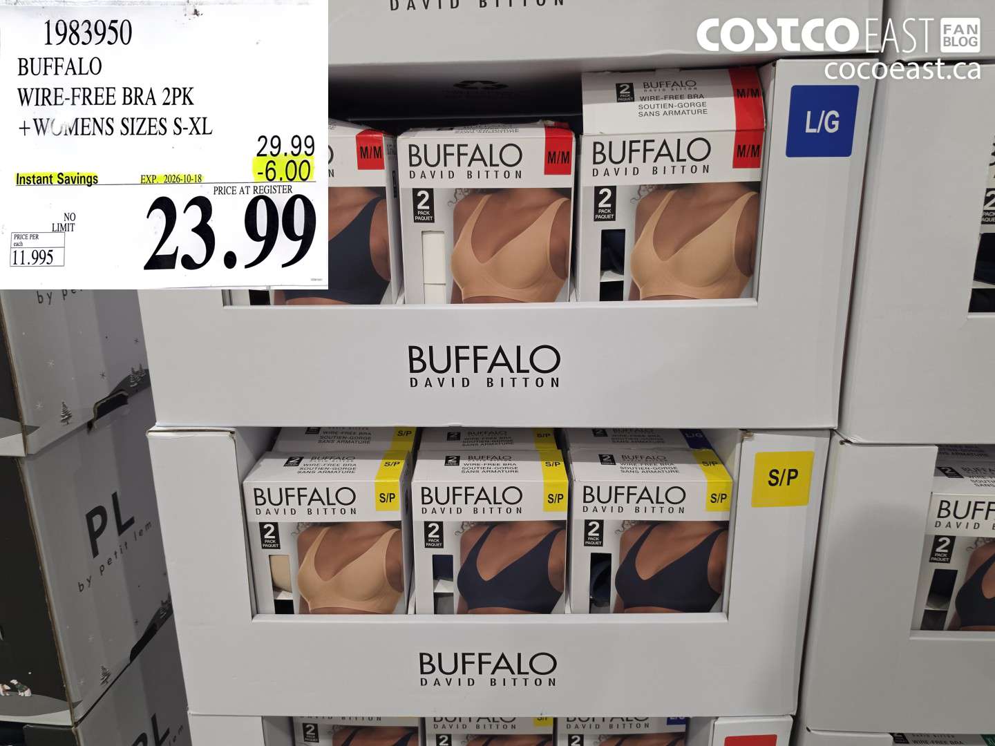 1983950 BUFFALO WIRE-FREE BRA 2PK WOMENS SIZES S-XL ($6.00 INSTANT SAVINGS EXPIRES ON 2026-10-18) $23.99