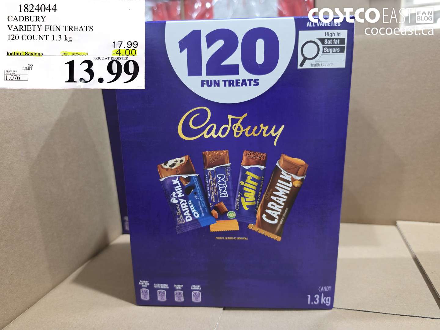 1824044 CADBURY VARIETY FUN TREATS 120 COUNT 1.3 KG ($4.00 INSTANT SAVINGS EXPIRES ON 2026-10-07) $13.99