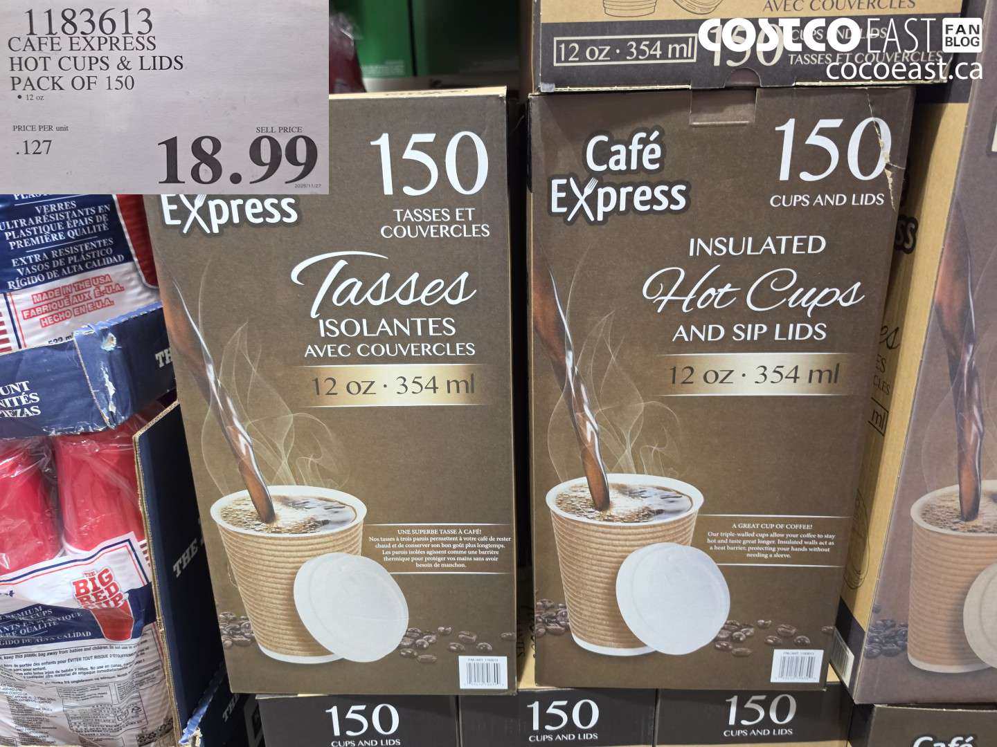 1183613 CAFE EXPRESS HOT CUPS & LIDS PACK OF 150 $18.99