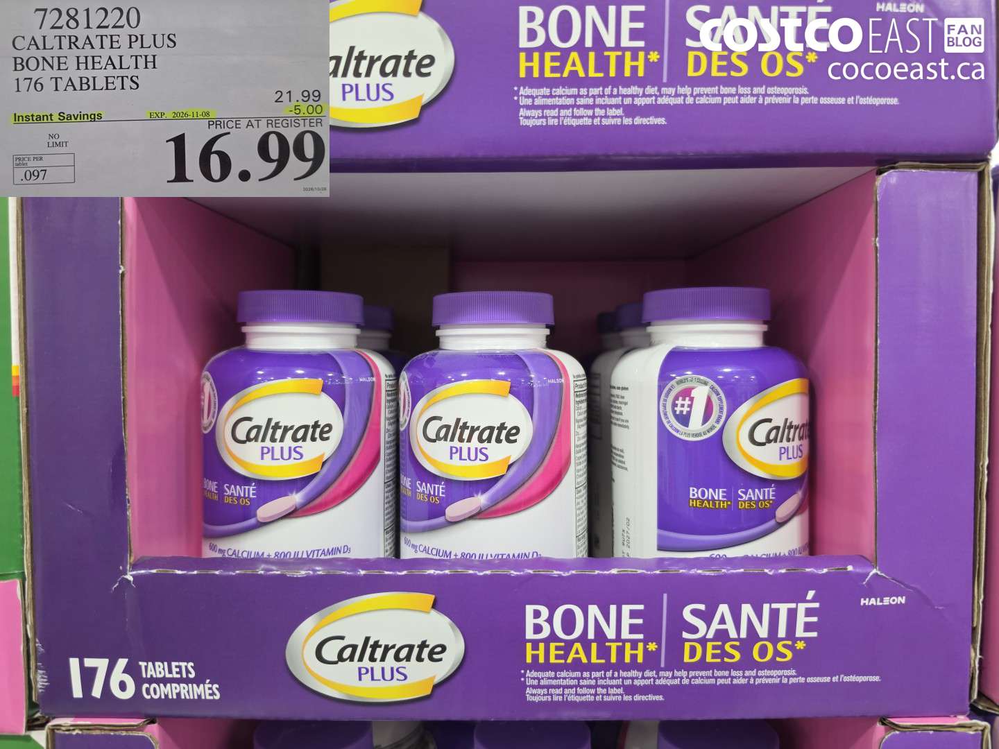 7281220 CALTRATE PLUS BONE HEALTH 176 TABLETS ($5.00 INSTANT SAVINGS EXPIRES ON 2026-11-08) $16.99