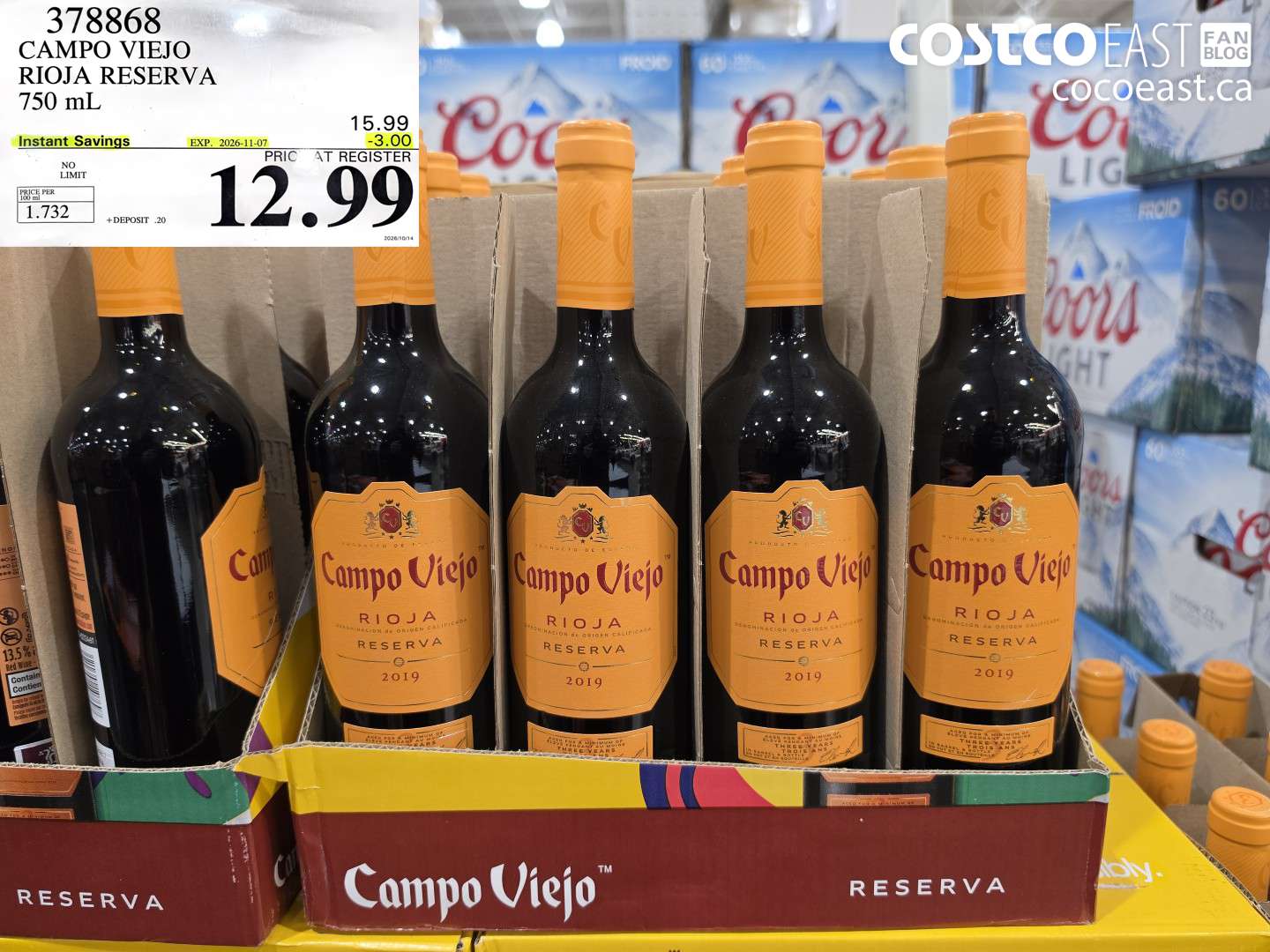 378868 CAMPO VIEJO RIOJA RESERVA 750 ML ($3.00 INSTANT SAVINGS EXPIRES ON 2026-11-07) $12.99