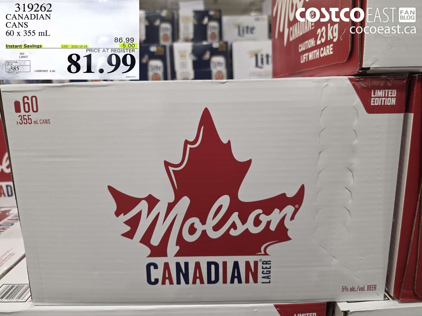 319262 CANADIAN CANS 60 X 355 ML ($5.00 INSTANT SAVINGS EXPIRES ON 2026-10-18) $81.99
