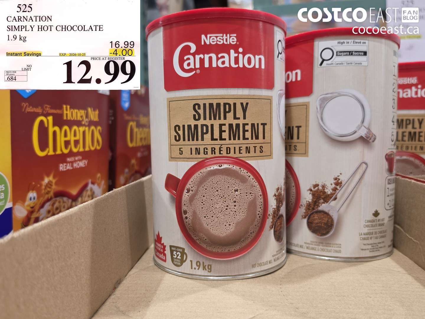 525 CARNATION SIMPLY HOT CHOCOLATE 1.9 KG ($4.00 INSTANT SAVINGS EXPIRES ON 2026-10-25) $12.99