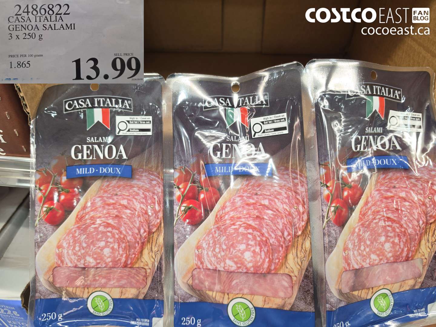 2486822 CASA ITALIA GENOA SALAMI 3 X 250 G $13.99