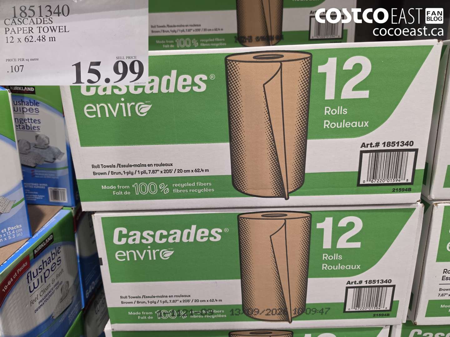 1851340 CASCADES PAPER TOWEL 12 X 62.48 M $15.99