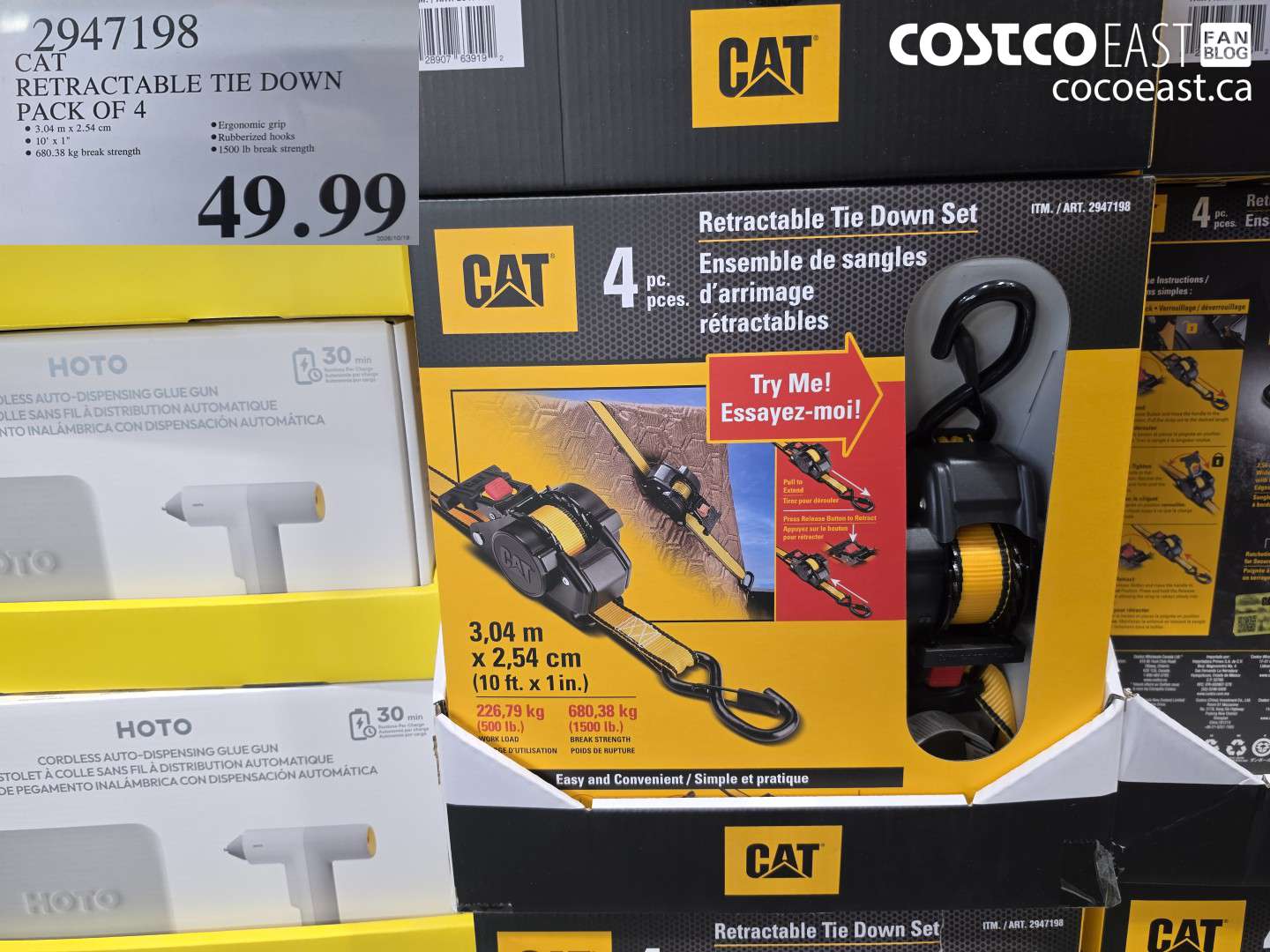 2947198 CAT RETRACTABLE TIE DOWN PACK OF 4 $49.99