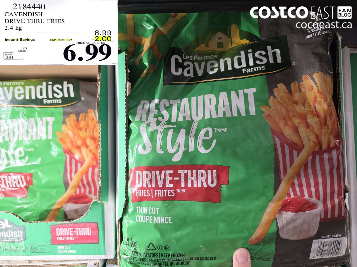 2184440 CAVENDISH DRIVE THRU FRIES 2.4 KG ($2.00 INSTANT SAVINGS EXPIRES ON 2026-10-22) $6.99