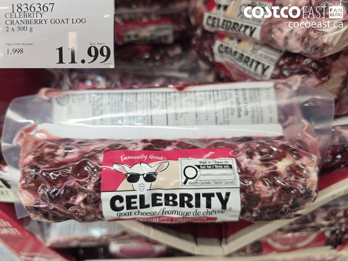 1836367 CELEBRITY CRANBERRY GOAT LOG 2 X 300 G $11.99