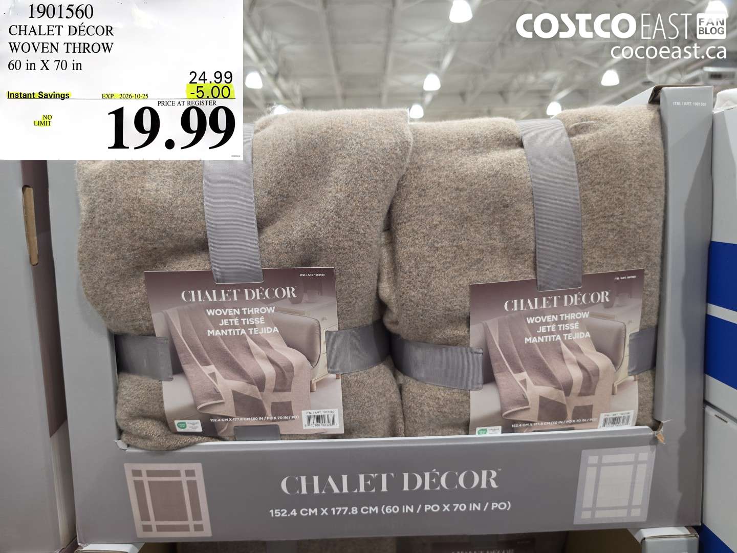 1901560 CHALET DÉCOR WOVEN THROW 60 IN X 70 IN ($5.00 INSTANT SAVINGS EXPIRES ON 2026-10-25) $19.99