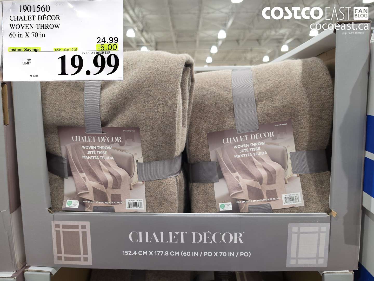 1901560 CHALET DÉCOR WOVEN THROW 60 IN X 70 IN ($5.00 INSTANT SAVINGS EXPIRES ON 2026-10-25) $19.99