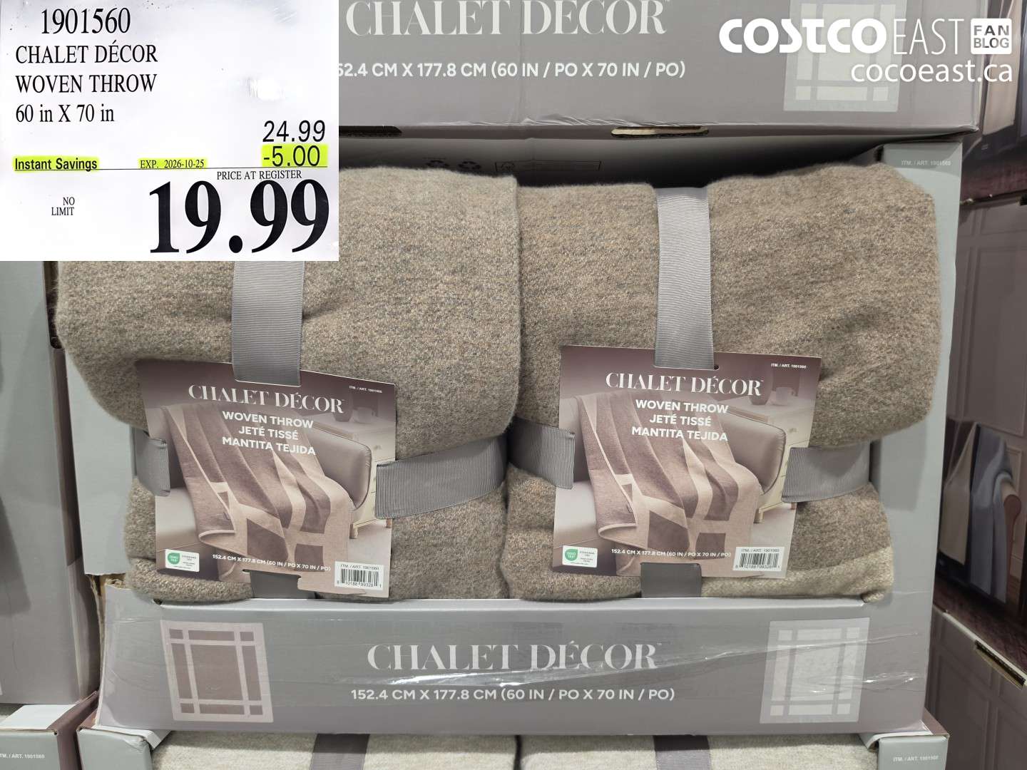 1901560 CHALET DÉCOR WOVEN THROW 60 IN X 70 IN ($5.00 INSTANT SAVINGS EXPIRES ON 2026-10-25) $19.99