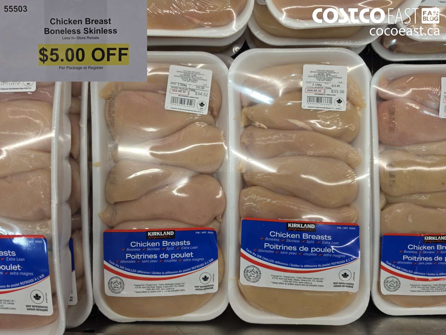 55503 CHICKEN BREAST BONELESS SKINLESS ($5.00 INSTANT SAVINGS)