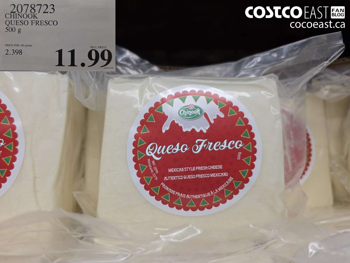 2078723 CHINOOK QUESO FRESCO 500 G $11.99