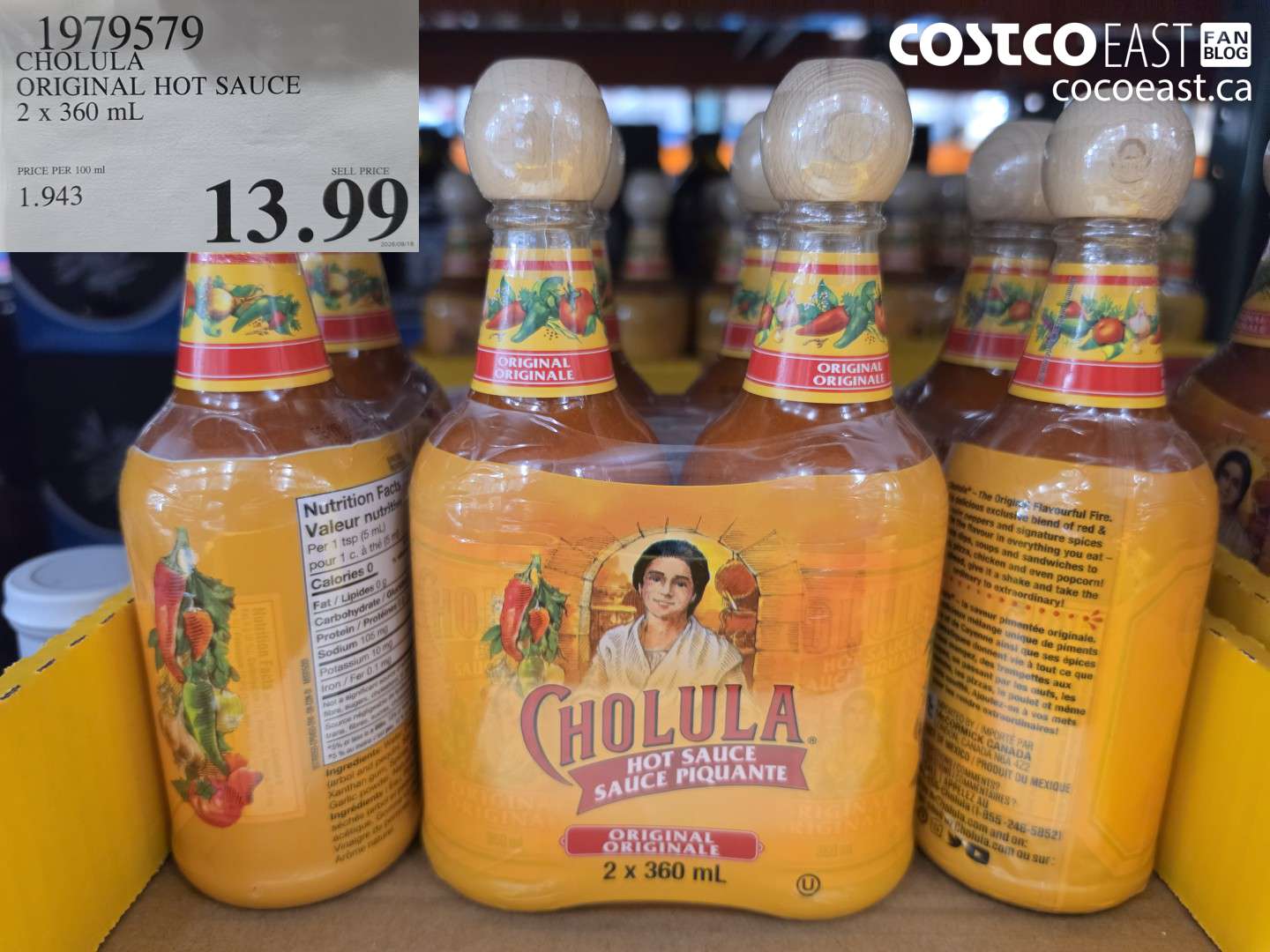 1979579 CHOLULA ORIGINAL HOT SAUCE 2 X 360 ML $13.99