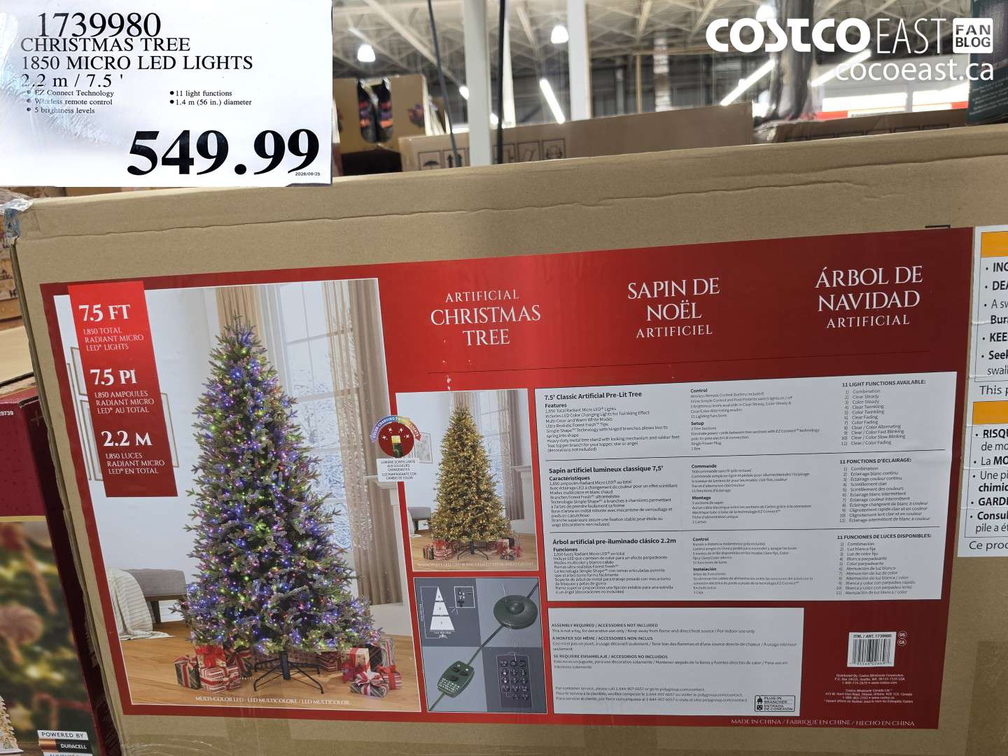 1739980 CHRISTMAS TREE 1850 MICRO LED LIGHTS 2.2 M / 7.5' $549.99