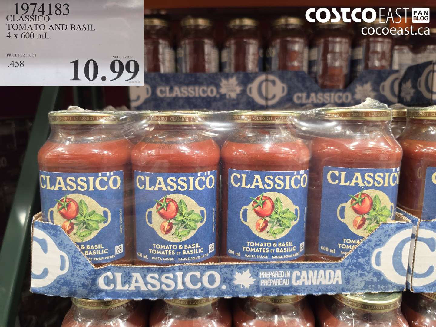 1974183 CLASSICO TOMATO AND BASIL 4 X 600 ML $10.99