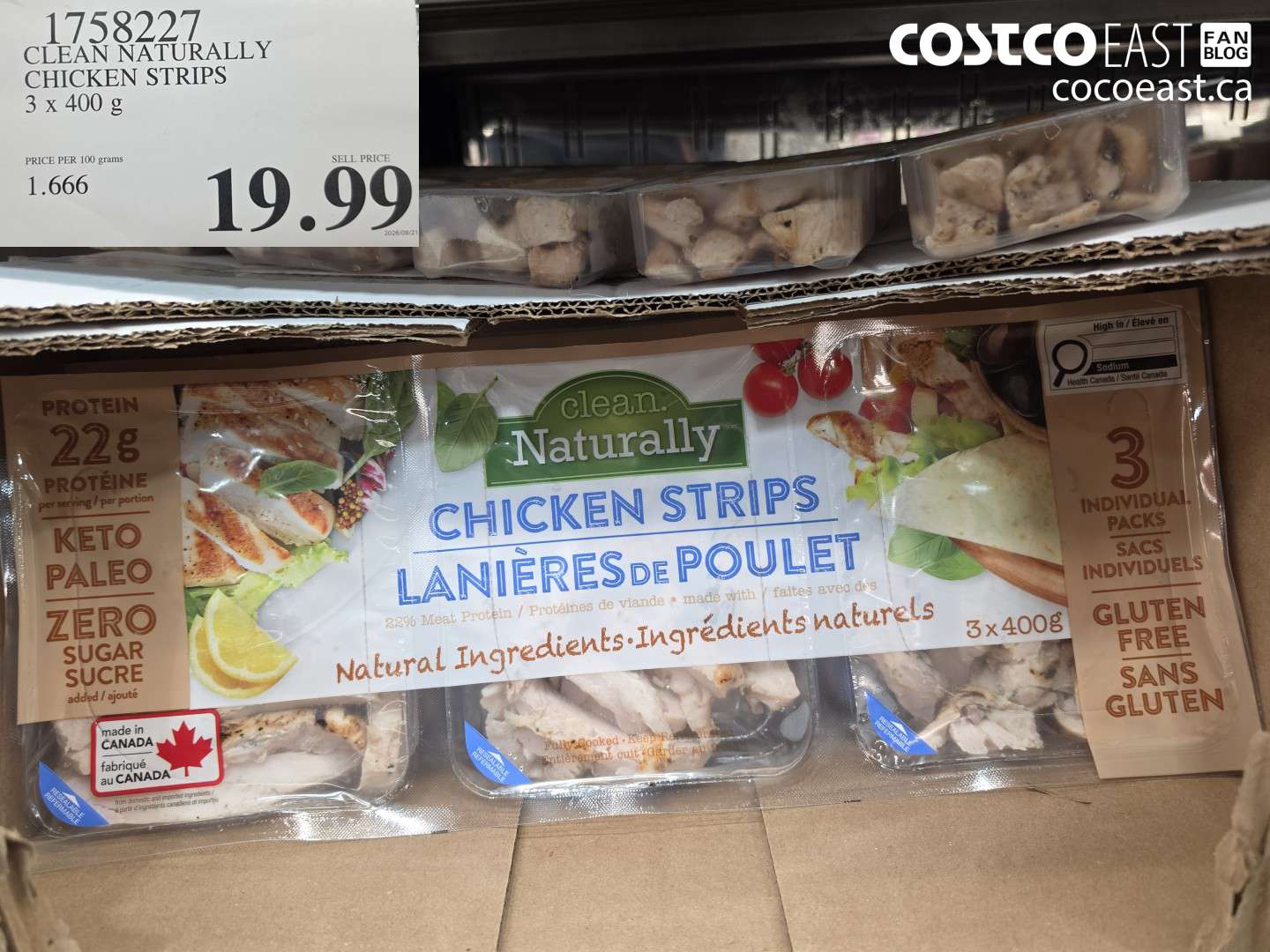 1758227 CLEAN NATURALLY CHICKEN STRIPS 3 X 400 G $19.99